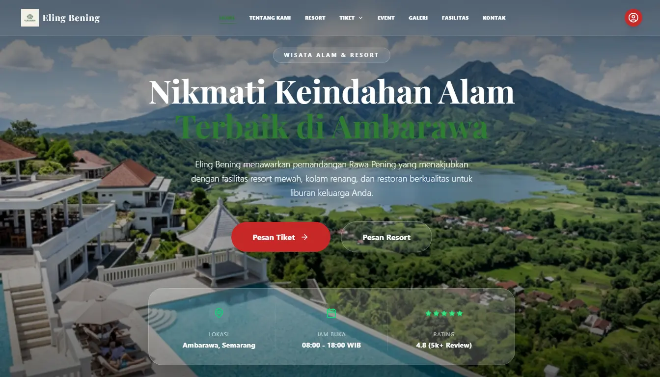 Website Ticketing dan Booking Eling Bening